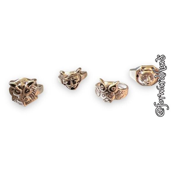 Bundle Sale 3 for $15 | (4) Silver Tone Animal Rings  | Various Sizes - Picture 1 of 12